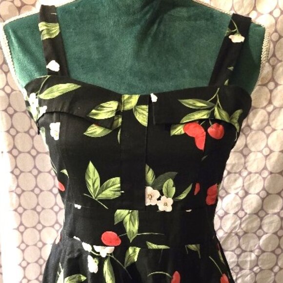 Maggie Tang Adorable Cherry Print Retro Swing Dress Small - Picture 2 of 11